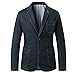 Men's Classic Notched Collar Denim Blazer Slim Fit Two Button Business Jean Jacket Fashion Casual Suit Jackets (Dark Blue,Medium)