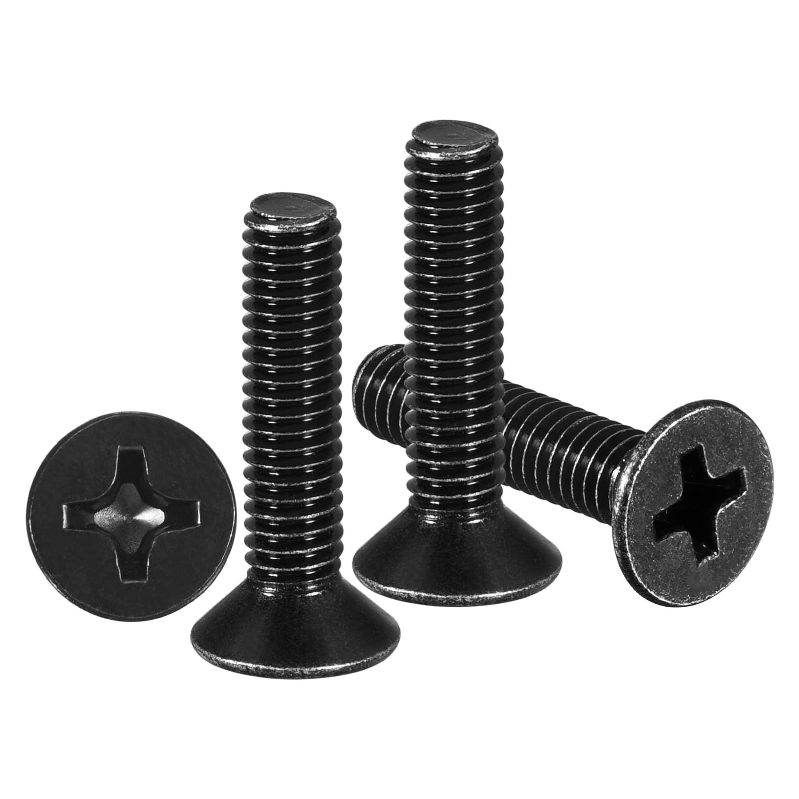 METALLIXITY Phillips Flat Head Machine Screws Bolts (M4-0.7x18) 100Pcs, Stainless Steel 304 Countersunk Cross Screws - for Household Indoor Maintenance Installment DIY, Black