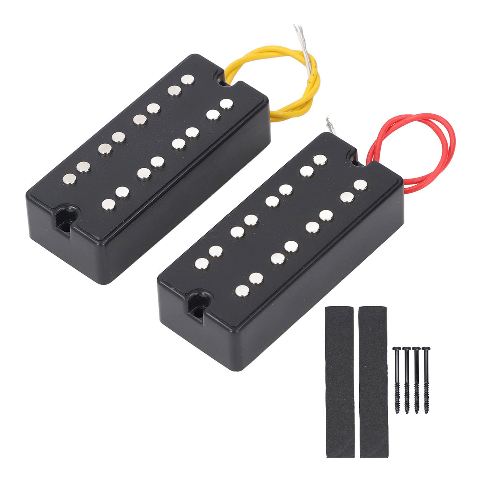 Luocute Bass Humbucker Pickups Vintage Tone Zestaw do 4 -strunowego Basu Elektrycznego, Czarne Otwarte w Stylu 2 Otwory Podwójne Cewki, Pickupy Gitarowe z 4 śrubami