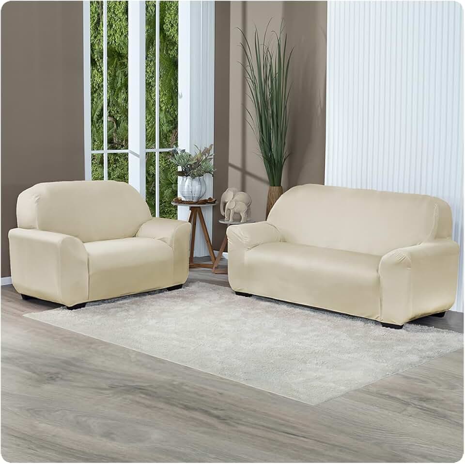 Capa Para Sofá Grossa em Malha Gel 2 e 3 Lugares Cores Diversas (Palha)