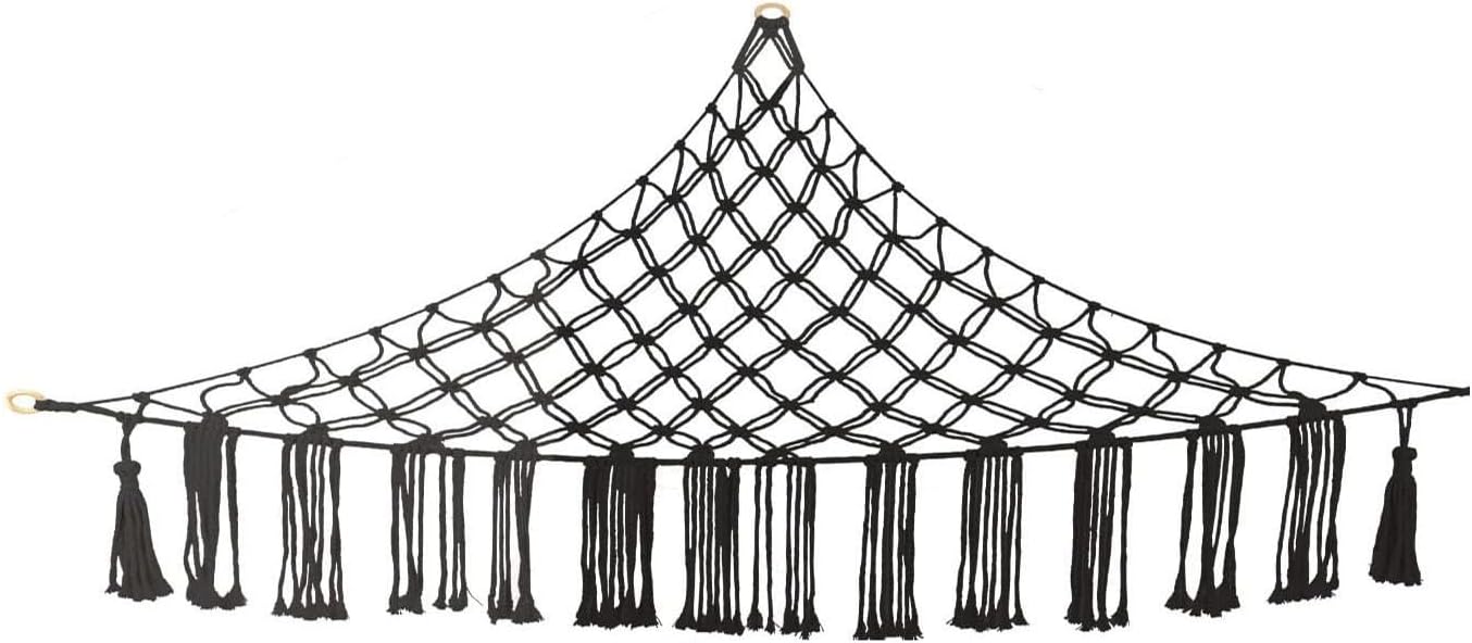 Boho Stuffed Animals Net or Hammock Large,55 inch Toy Hammock Macrame Stuff Animal Storage Corner Hanging Net Holder,Mesh Hammock Plush Toy Organizer with Hooks for Bedroom,Nursery (White with lights)