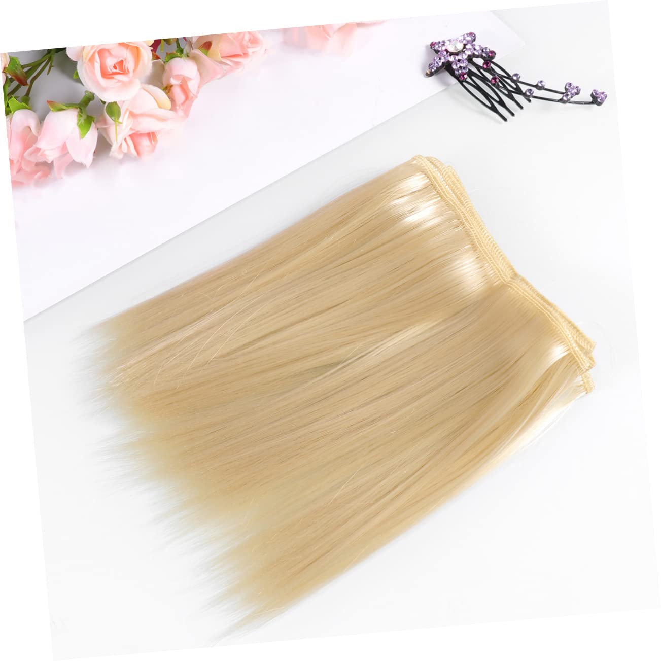 Peluca de Muñeca DIY de Pelo Liso 5 Piezas 15 Cm Resistentes al Calor para Manualidades Niñas Peluca Recta Caqui Oscuro Fácil de Usar para Muñecas