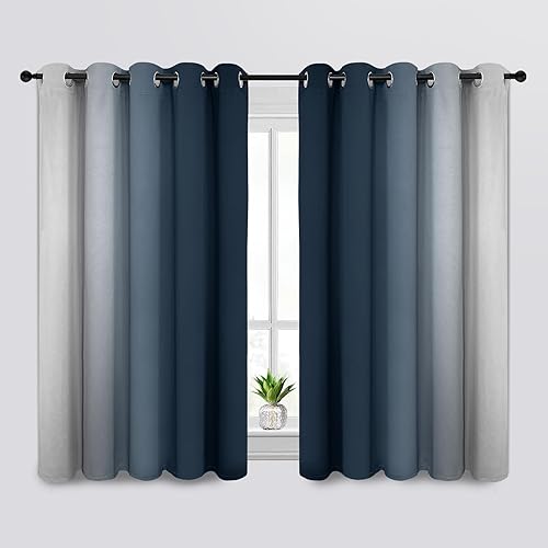 Miniatura 10 de SimpleHome Cortinas con degradado de oscurecimiento de habitación para dormitorio, gradiente de negro a gris y blanco, bloqueo de luz, con