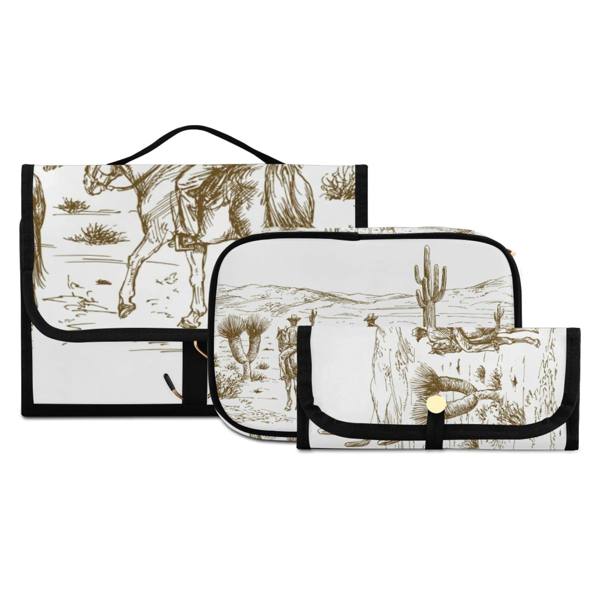 Rose Gold Leopard Print Toiletry Bag for Women, 3PCS