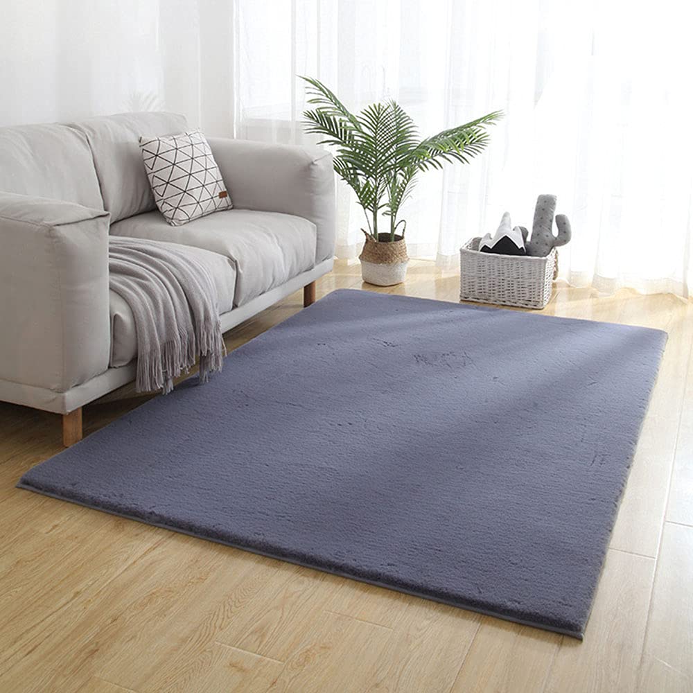 Tapis fourrure lapin gris de luxe ultra doux tapis de sol synthétique
