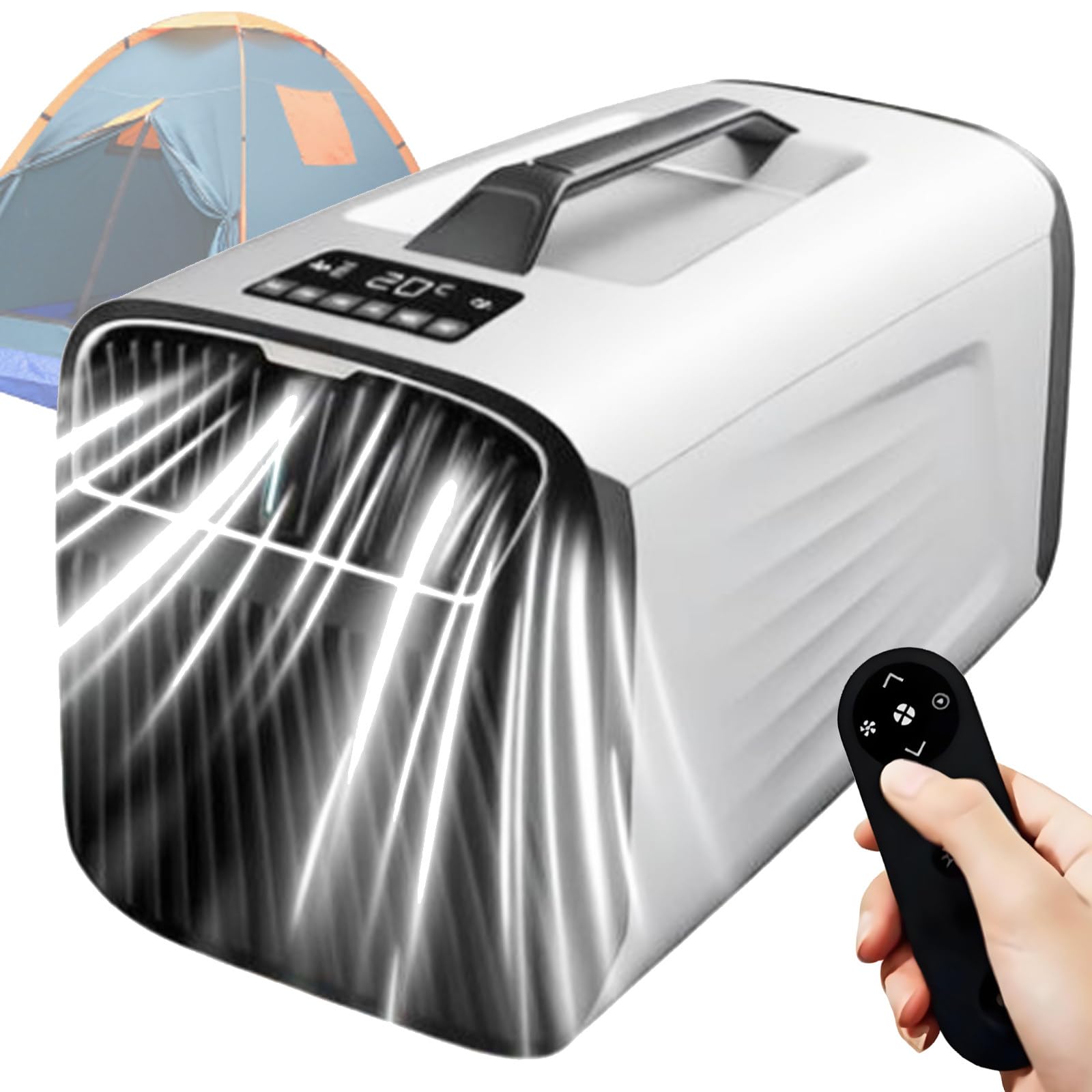 Quixnova 5200 BTU Portable Camping Air Conditioner, 4-in-1 Quiet Small AC Unit with Remote Control, Mobile Air Conditioner for Tent, RV, Car, Garage, Indoor & Outdoor Use A-24V