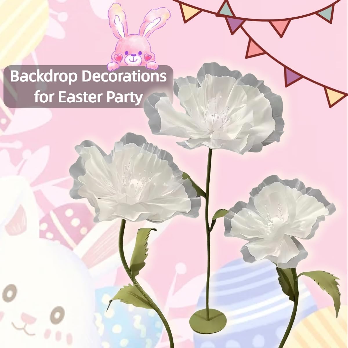 Large EVA Artificial Flowers, 5.3ft Giant Flowers for Decorations with Stand, Wedding Birthday Easter Party Mother's Day Home Decor Shop Window Display Photography Props, Purple