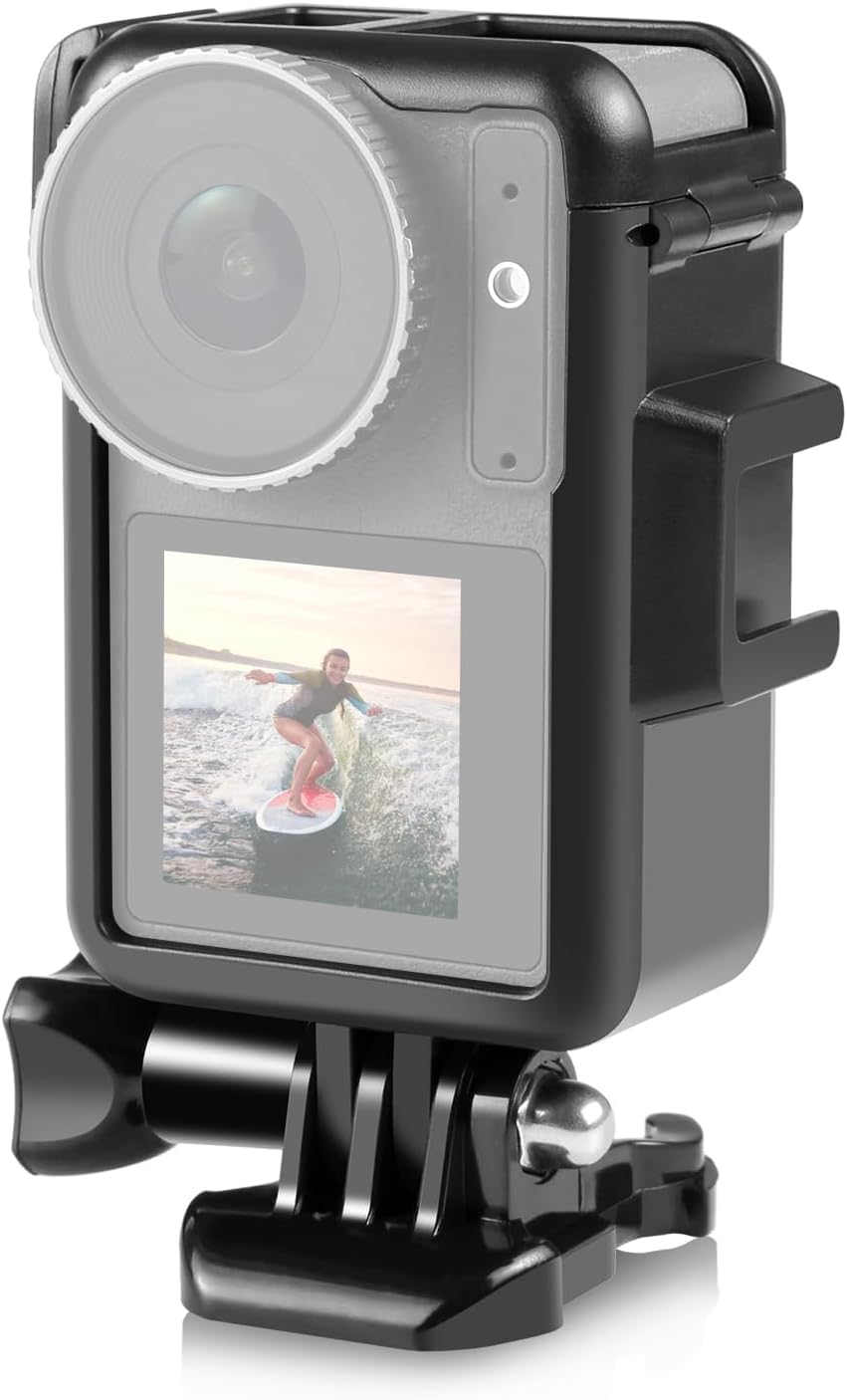 ADOFYS Frame Case for DJI Osmo Action 5 Pro / 4/3, Camera Accessories, Vertical Protective Case with Movable Base and Short Screw for Video Light Microphone-picture-15