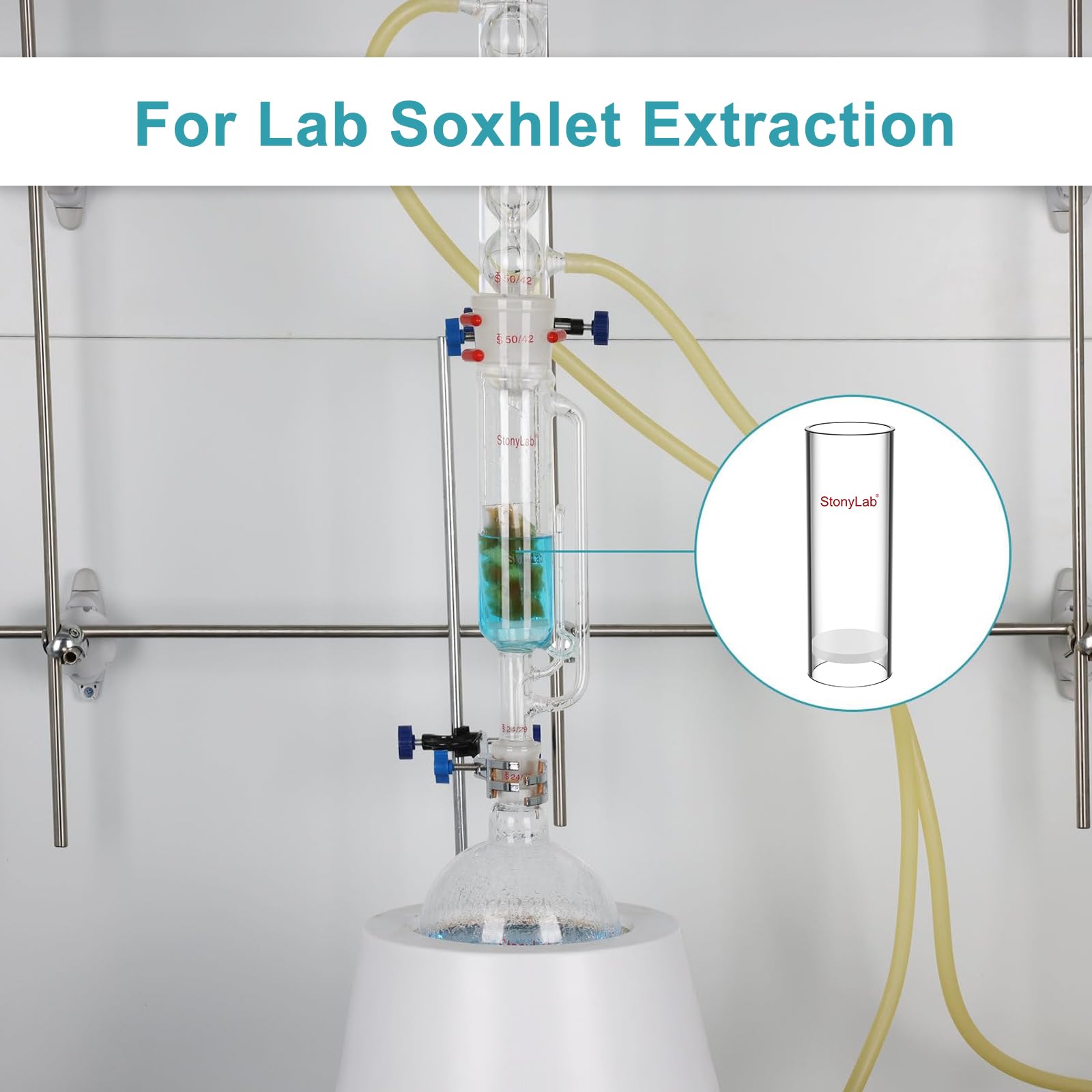 stonylab Ditale per Estrazione in Vetro, Media Porosità Ditale per Estrazione in Vetro Borosilicato con 30 mm DI 35 mm OD e 100 mm di Altezza per Apparato di Estrazione Soxhlet