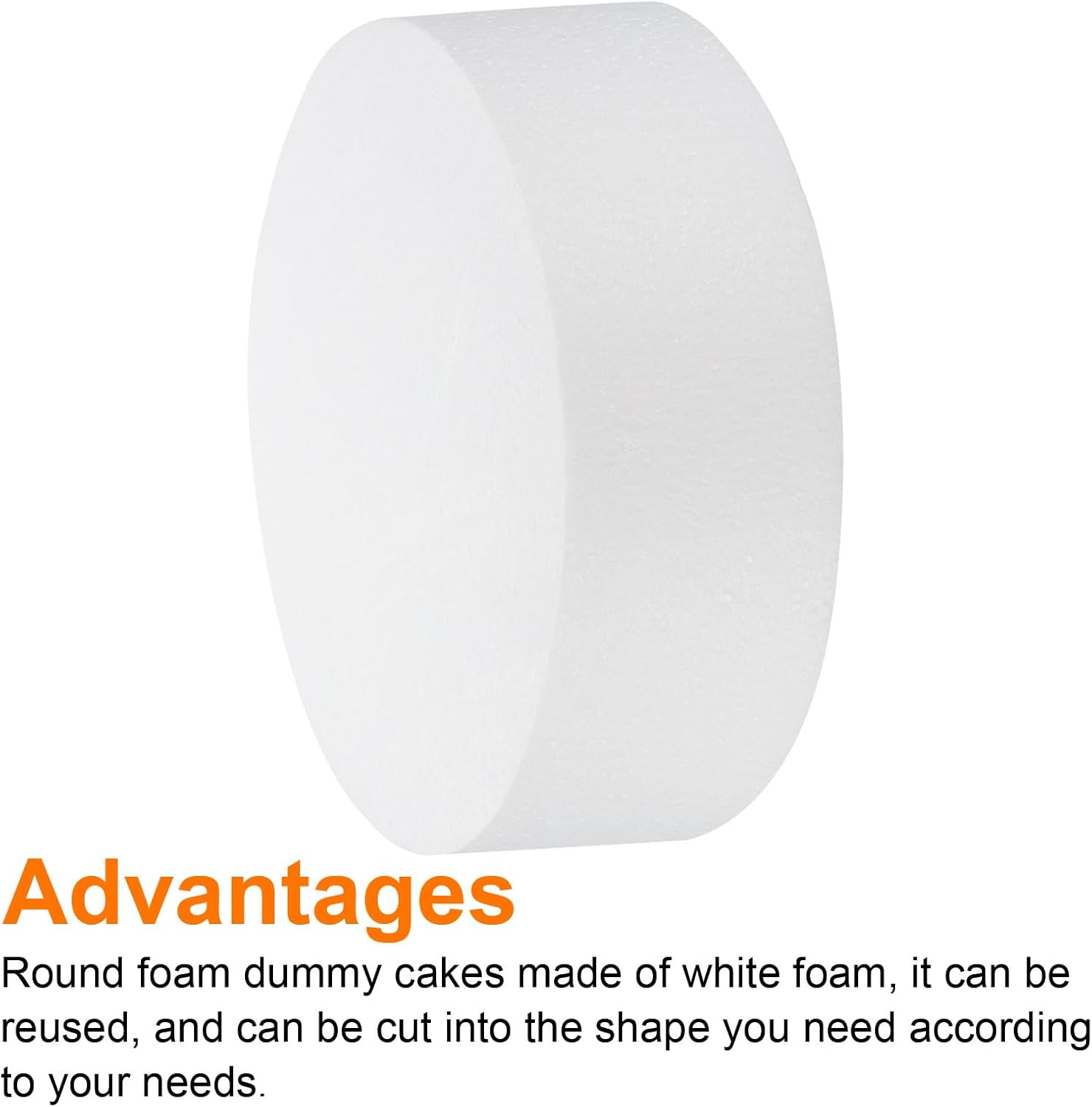 MECCANIXITY Round Foam Cake Dummy 8 Inch x 2.8 Inch Circle Dummy Cake Set for Wedding Cakes, Birthday Cakes, Crafts, and Window Displays 2 Pack