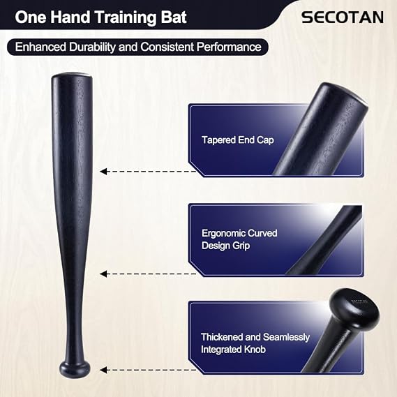 Wood Baseball Training Bat - Durable and Sturdy Wooden Bat - Ideal for Softball Hitting Practise - Versatile Design Bat (28inch, Wood)