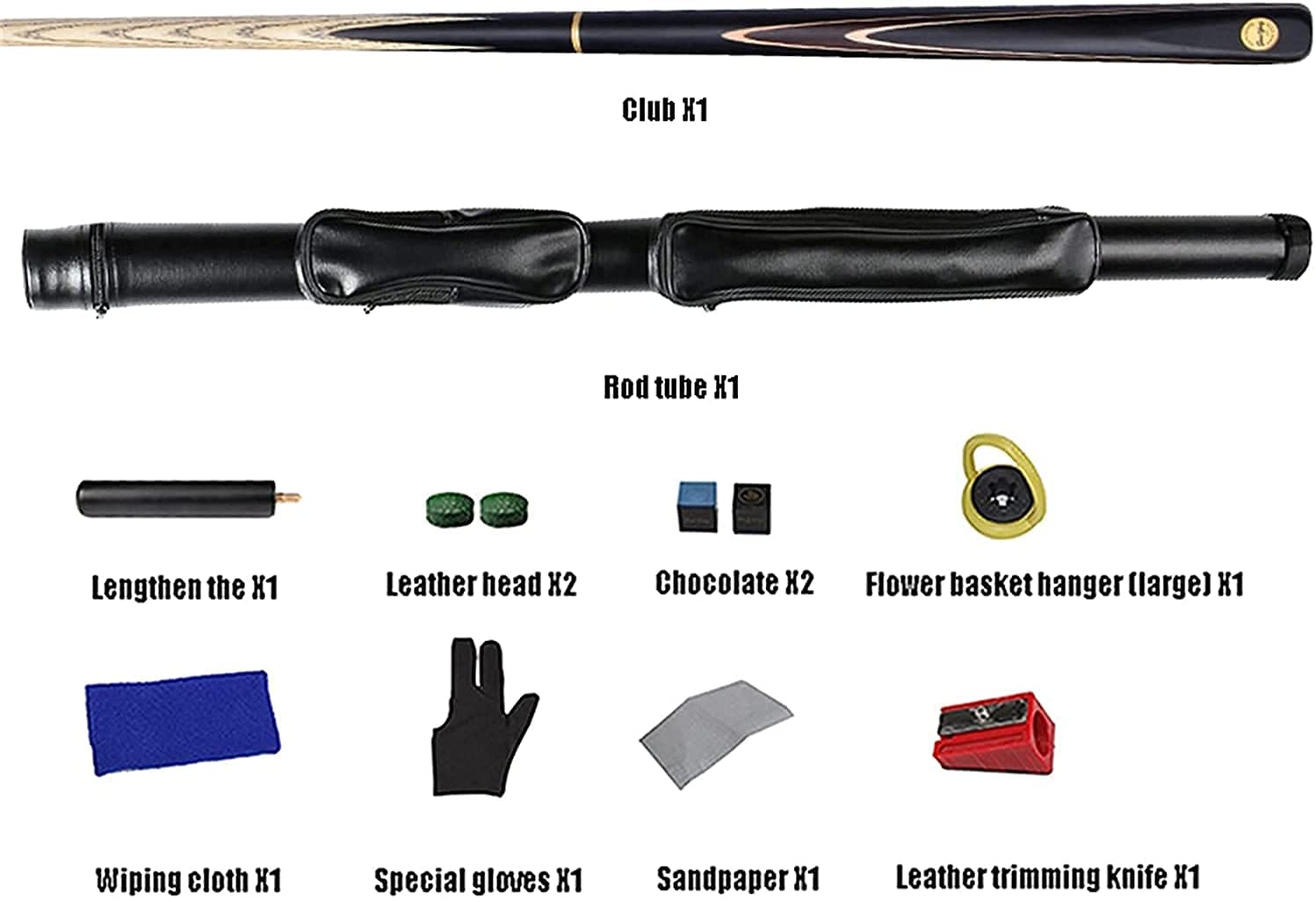 LIANGJUANG pool cues adult snooker cue tip Pool Cues57inch, 4/3 Split Single Pole Solid Wood Paint-Free Handmade Snooker Cue, 19 Oz Ash Wood Billiards Stick with Pole Tube,Cue+Barrel,Tips11.5Mm(Color: