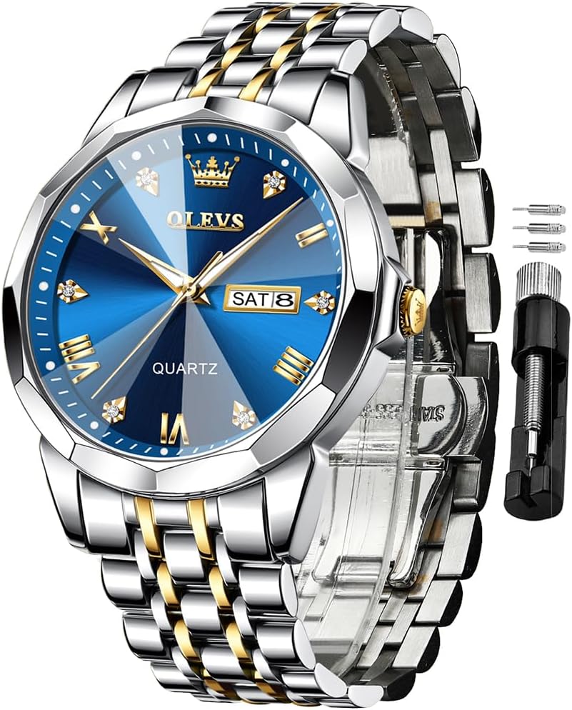 OLEVS Men’s Stainless Steel Watch, Big Face Easy to Read Analog Watches, Luxury Waterproof Date Dress Watches for Man OLEVS Men’s Stainless Steel Watch, Big Face Easy to Read Analog Watches, Luxury Waterproof Date Dress Watches for Man