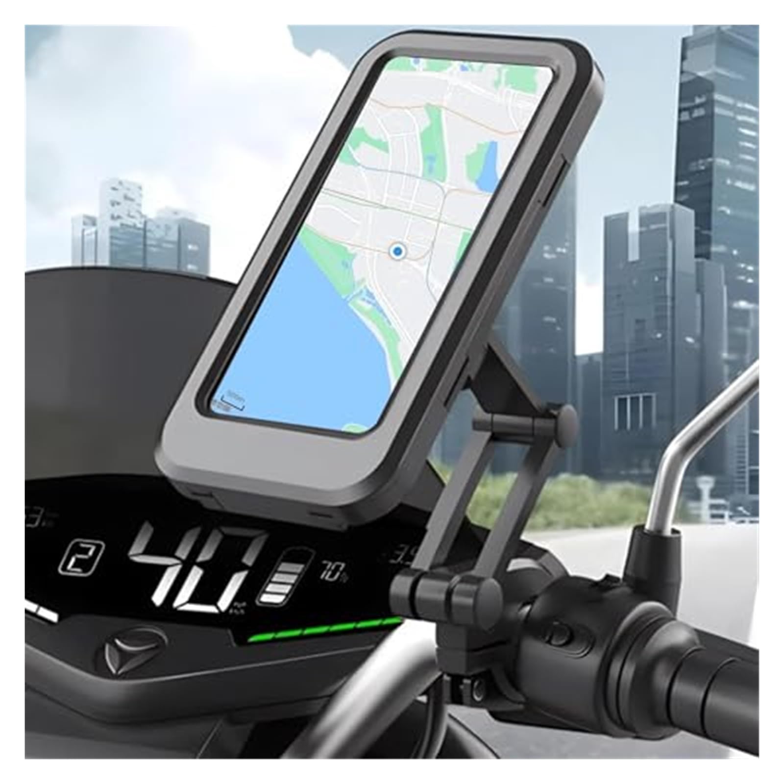GPS Support Support Téléphone Moto pour Vélo Étanche Anti-Choc pour Électrique pour Guidon Support GPS