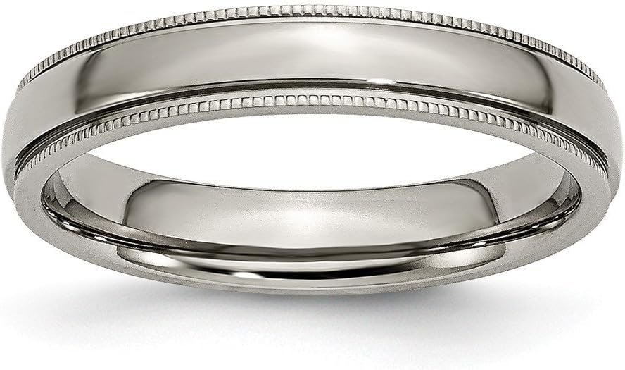 Sonia Jewels Titanium Grooved and Beaded Edge 4mm Polished Wedding Band