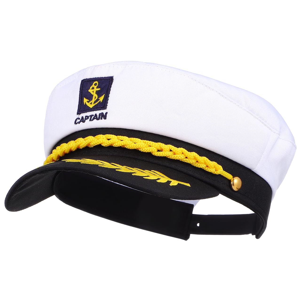 Luxshiny Yacht Captain Hat, Sailor Hat Adjustable Sailor Cap Costume Captain Funny Costume Marine Admiral for Halloween Masquerade Party (White)