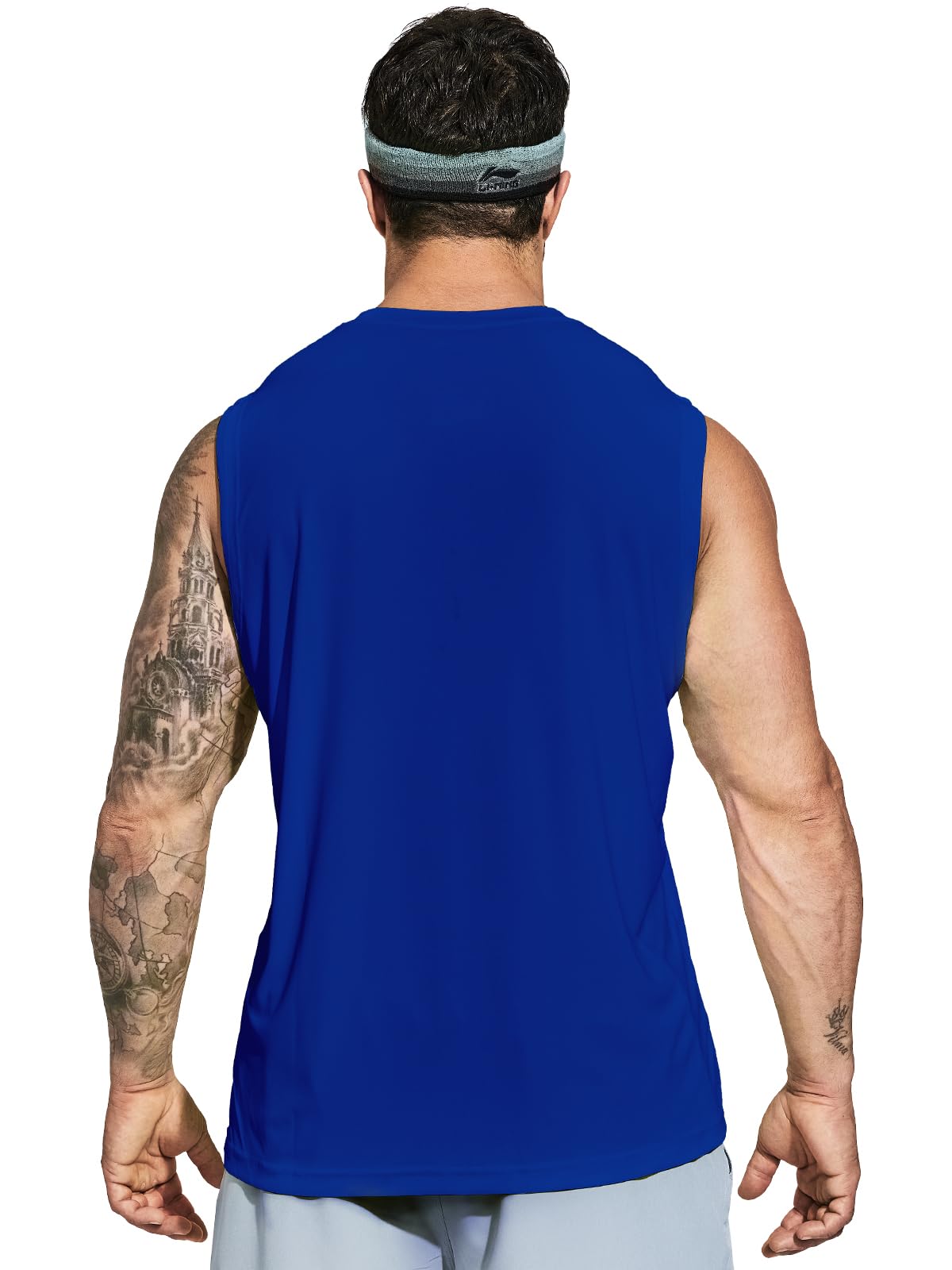 MIER - Canotta da uomo senza maniche, ad asciugatura rapida, per allenamento muscolare, UPF 50+, protezione solare - blu - XX-Large