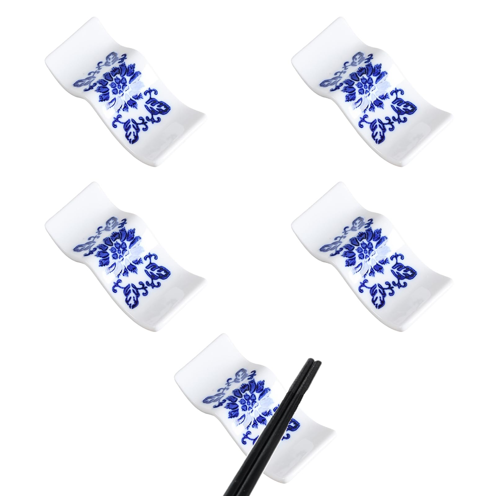MRKU Chopstick Rest Chopsticks Holders Restaurant Ceramic,Dinner Spoon Stand,Concave,Porcelain,Hand Painted,Multifunctional