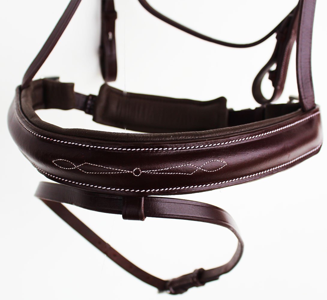 Challenger Tack Horse English Bridle Padded Leather COB Raised Adjustable Flash Reins 803442MGC