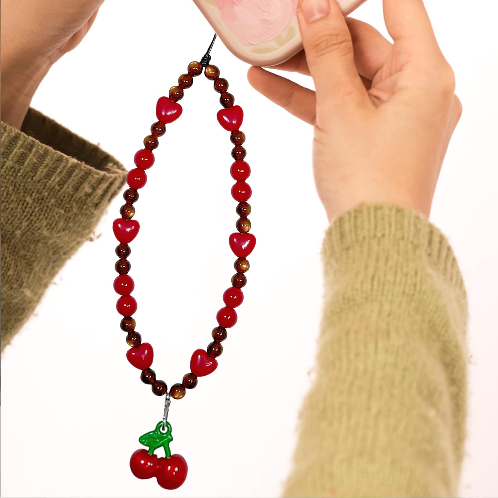 Chaîne de Pendentif pour Téléphone Portable, Charme Universel, Cordon Cherry, Bracelet Kawaii