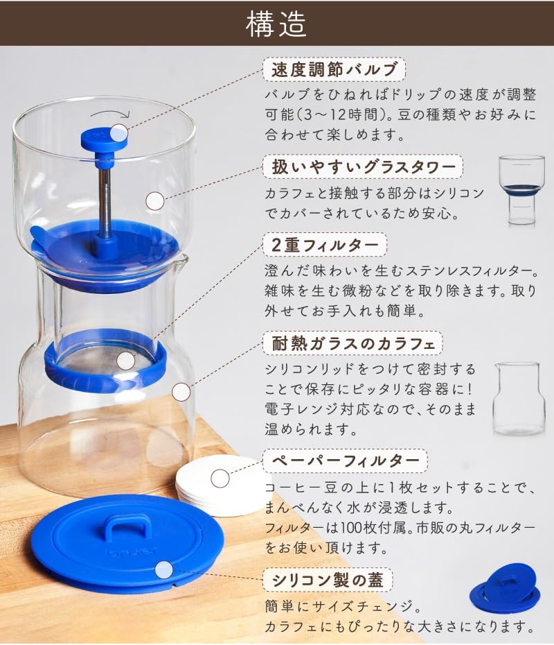 Amazon｜【滴下調節可 / 大容量680ml】 水出し珈琲ドリッパー
