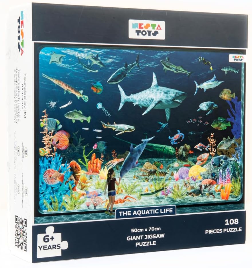 - NESTA TOYS Aquatic Life Jigsaw Puzzle for Kids | Area 70 x 50cm & 3X Thicker | Puzzle Game for Kids 7 to 10 Years | Zero Screen Learning | 108 Pcs