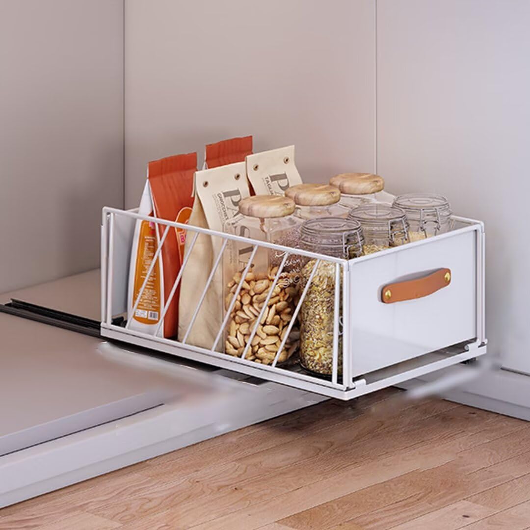 Organiseur de placard coulissant blanc de 30 cm avec poignées Solution de rangement pour un accès et une organisation faciles
