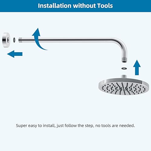 Miniatura 3 de Hibbent Brazo de extensión de ducha de metal de 16 pulgadas, extra largo con brida, salida de agua de lluvia de acero inoxidable, extensor de