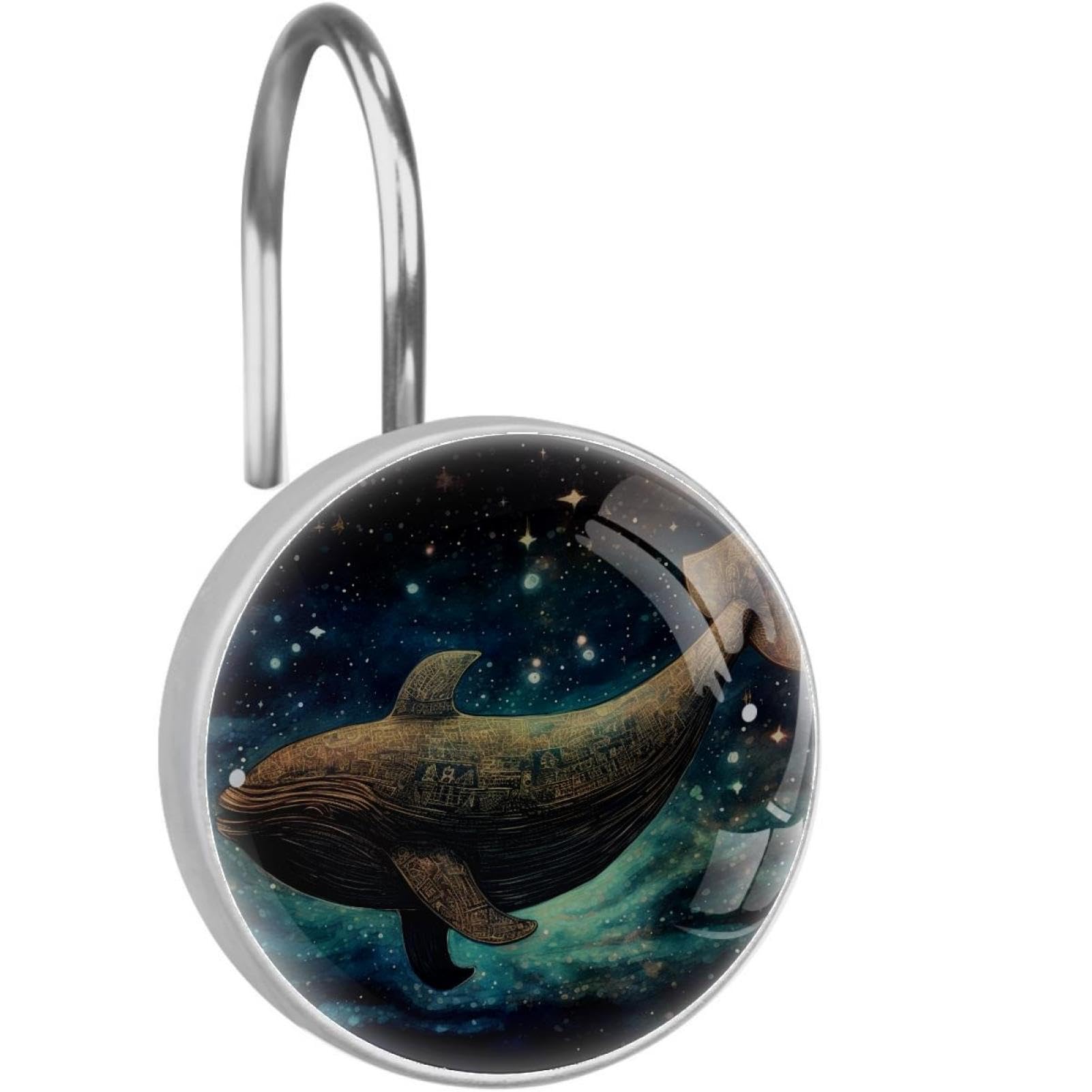 Crochets de rideau de douche baleine inox anti-rouille pour bain