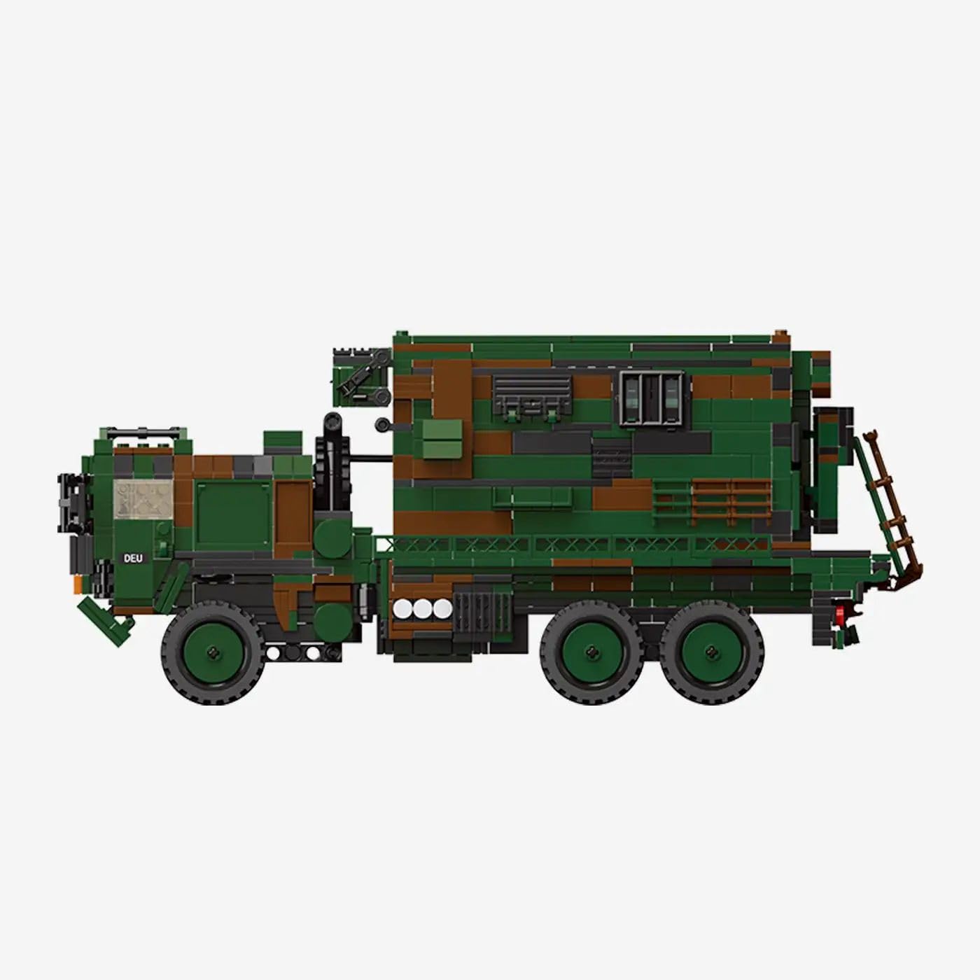 BlueBrixx Patriot Feuerleitstand der Bundeswehr, 1490 Klemmbausteine | Sichtbare Innenausstattung, aufklappbare Türen und Klappen, vier Achsen, Tarnoptik, 340 x 120 x 150 mm, 109771
