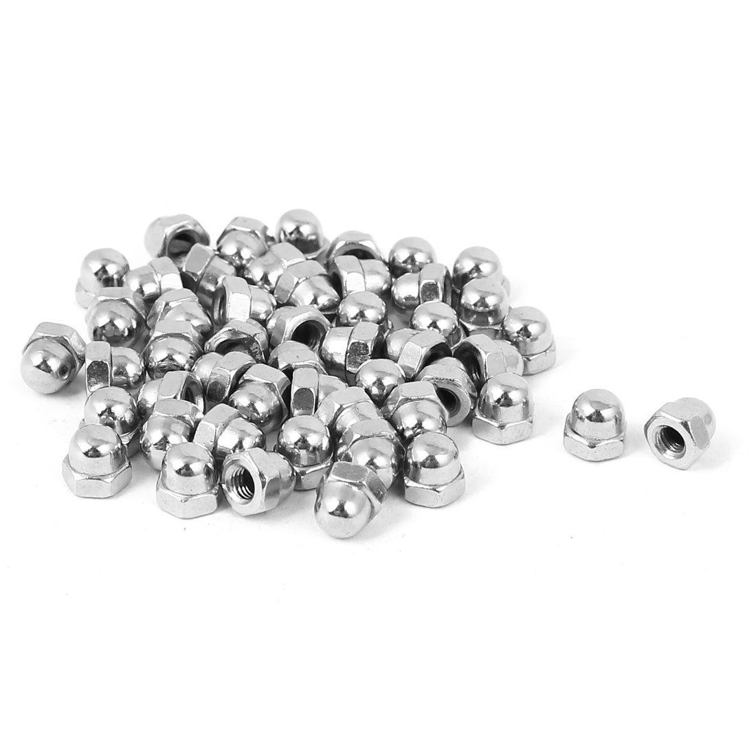 Sourcingmap Hex Cap Nuts - 50Pcs M3 Dome Nuts Carbon Steel Hexagon Decorative Cap Nut for Screws Bolts Silver Tone