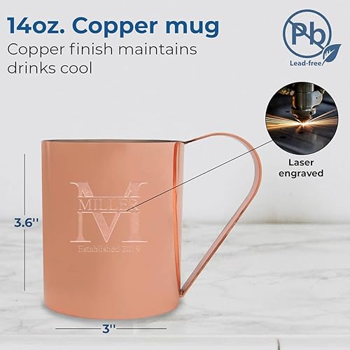 Miniatura 3 de Monograma personalizado 14oz. Taza de cobre Moscú Mule
