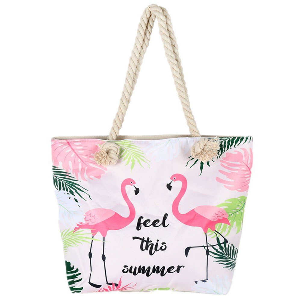 BJ-SHOP Bolsa de Playa Grande,Holiday Tote Bags Bolsa de Viaje con Cremallera Bolsa de Compras para Ninas y Mujeres