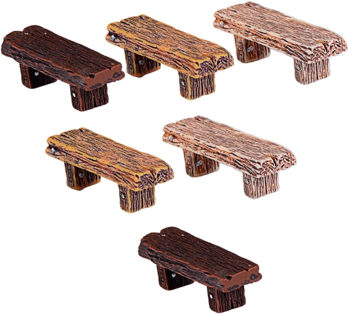 Levemolo 18pcs Mini Resin Landscape Stools Ornaments Imitated Wood Craft Decor for Miniature Projects and Home Tabletop Decoration