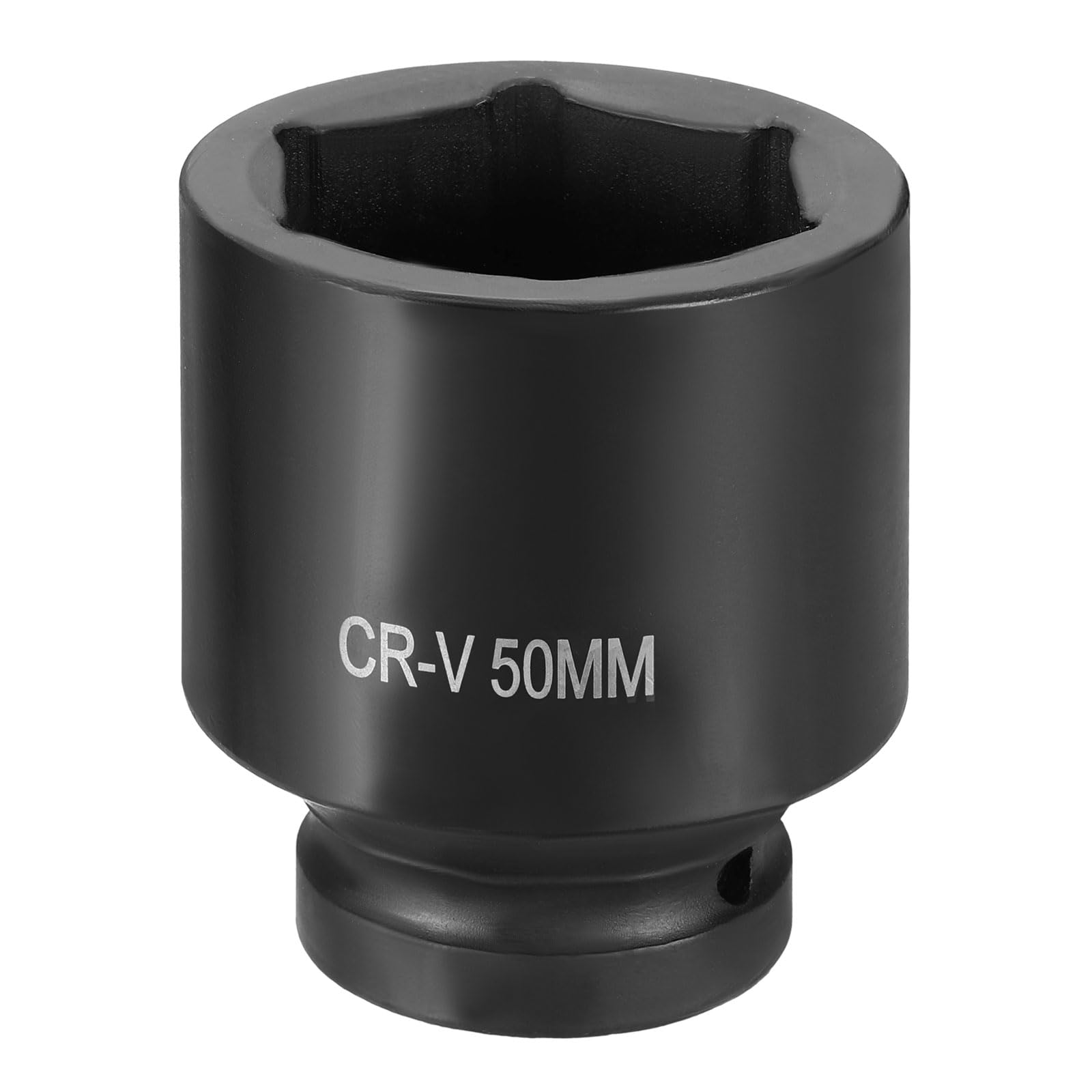 sourcing map 6 Point Impact Socket 1" Drive 50mm Metric Socket CR-V Steel Spindle Axle Hex Sockets for Machine Shaft Nuts Bolts Repair, Black