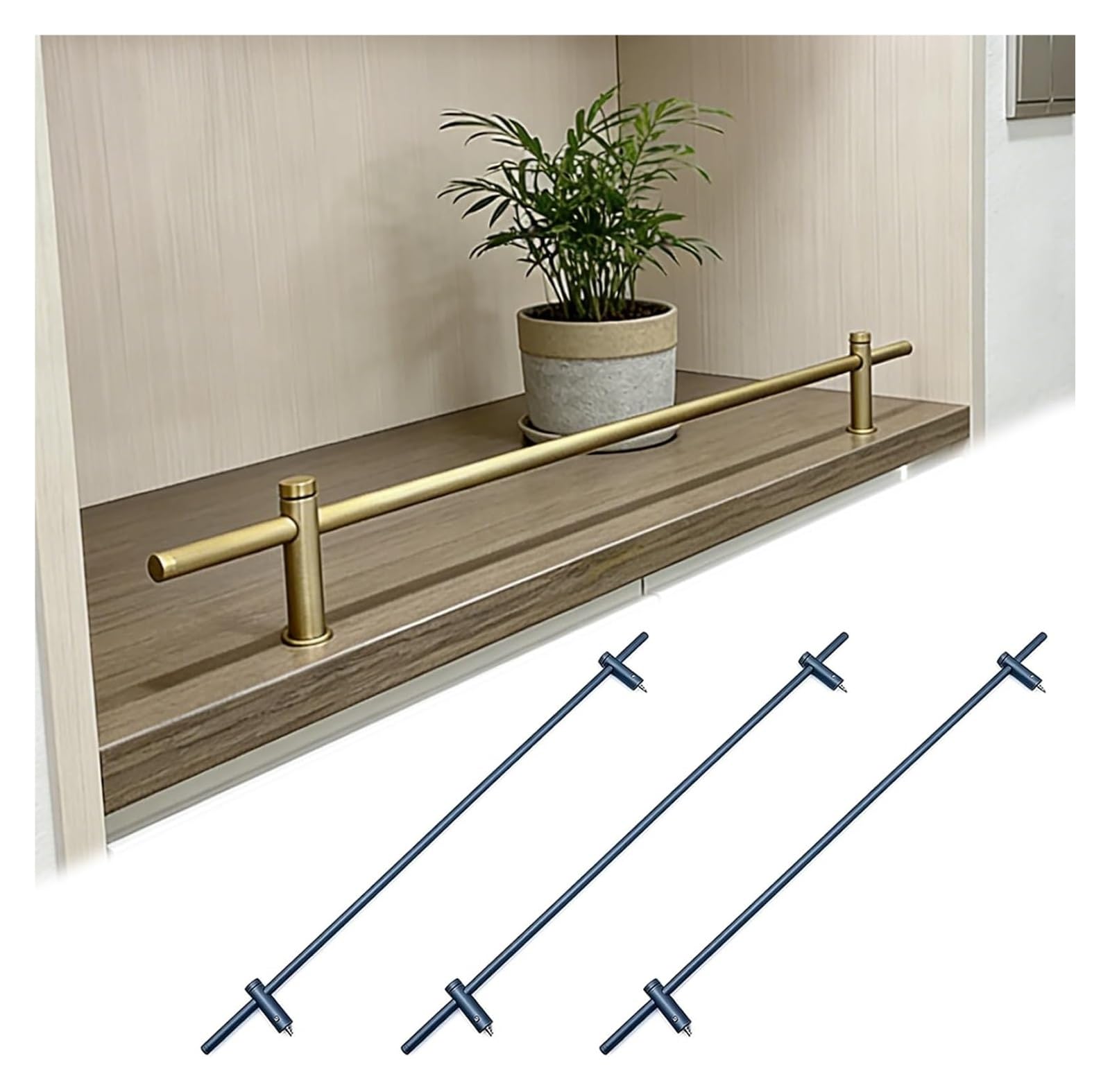 MZZKFC 3pcs Metal Shelf Guard, Custom Shelf Rail 8 10 12 14 16 18 20 22 24 26 28 32 36 40 44 48 52 56 60 64 68 72 76 98in, Pantry Shelf Fence Rust-Resistant(Iron Grey,78" (198 cm))