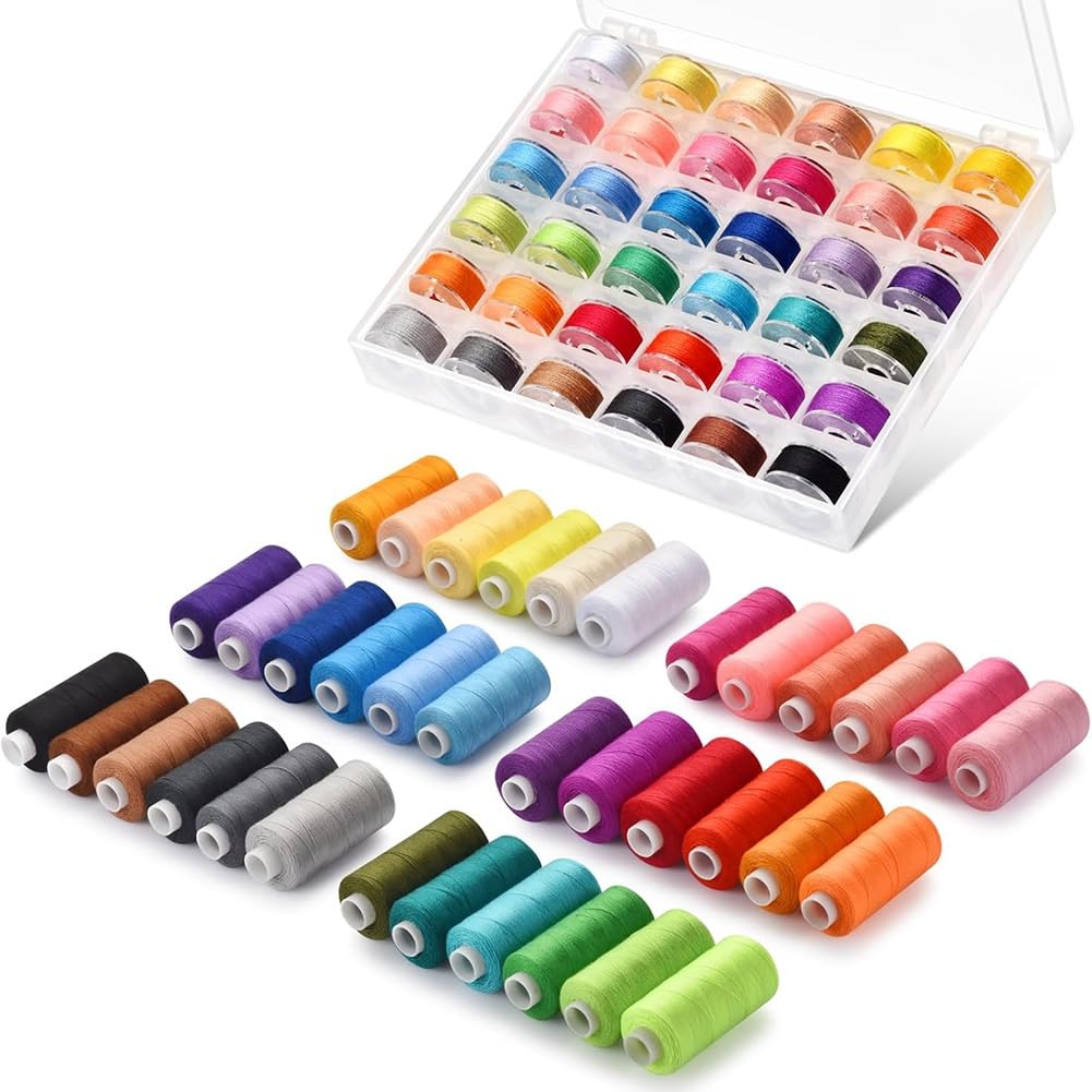 CTRLZS 72pcs Sewing Thread Kit, 36 Colors Sewing Machine Threads, Prewound Bobbins Sewing Threads Kit, 400 Yards Per Spools