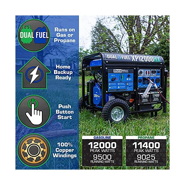 DuroMax XP12000HX Dual Fuel Portable Generator12000 Watt Gas or
