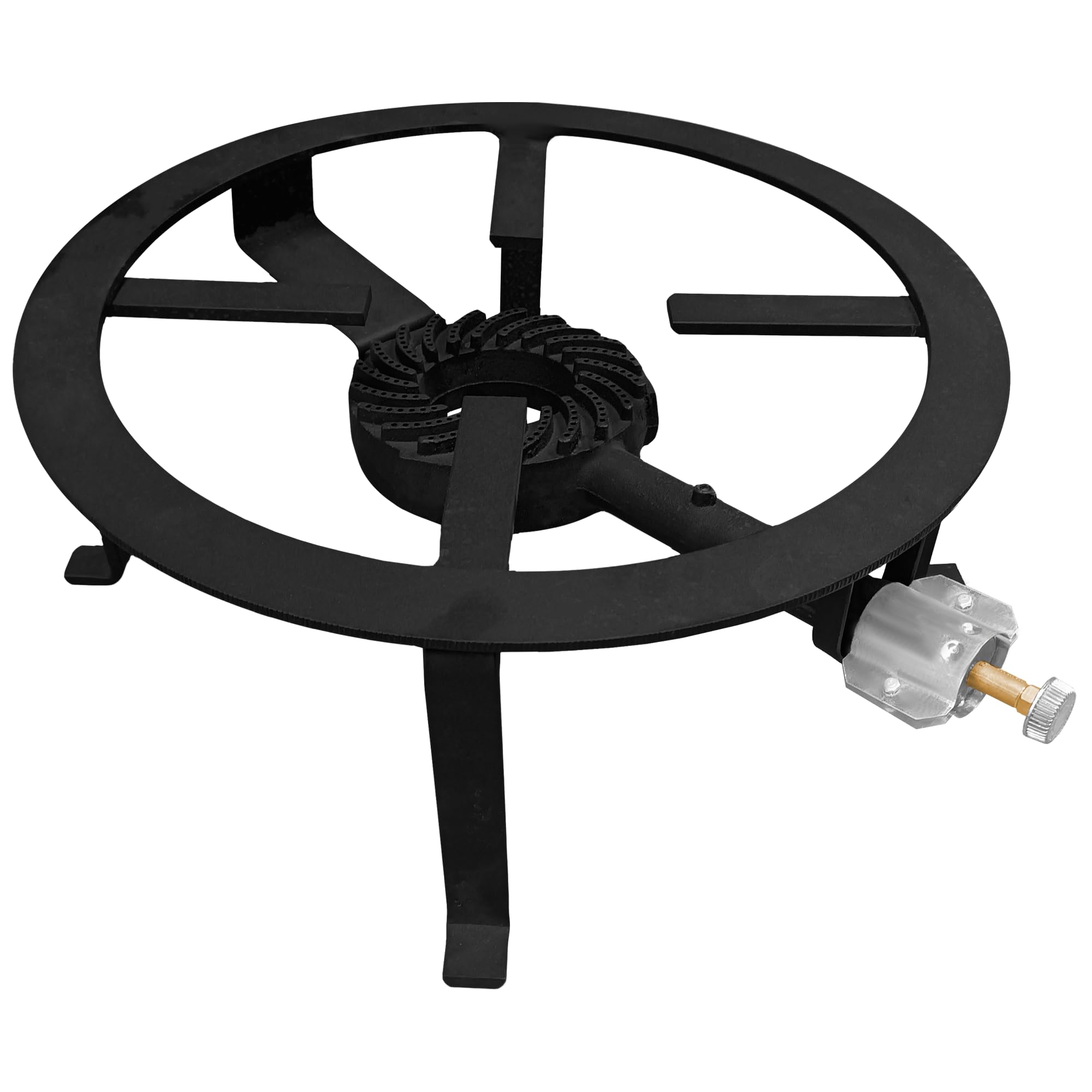 AEFFE Fornellone con Bruciatore e Valvola, in Ghisa, Quadrato o Tondo, per Esterno con Piedi, da Giardino, Campeggio, per Conserve adatto a Padelle (Rotondo, 30 cm Diametro)