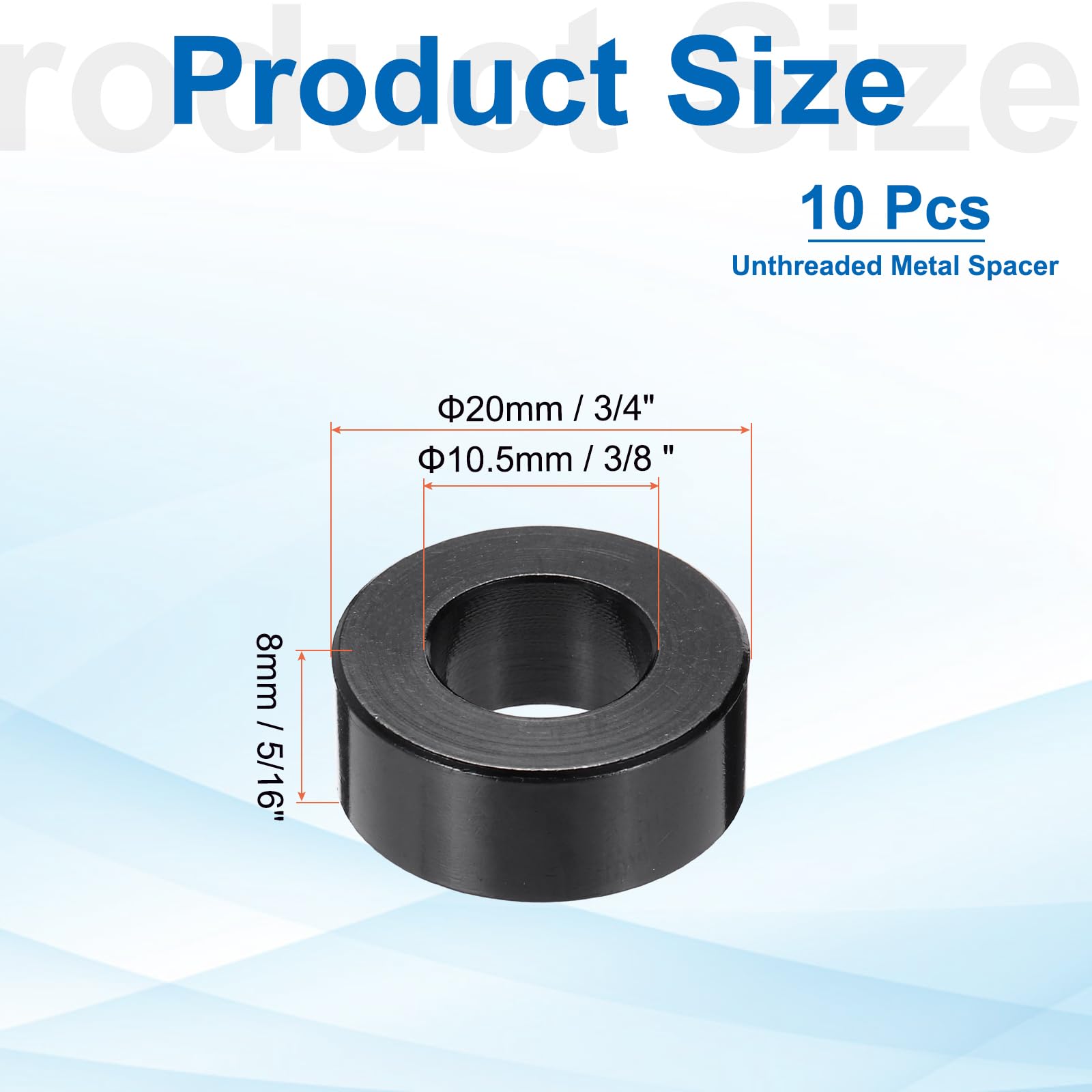 PATIKIL 10pcs M10 Aluminium Spacers, 3/8" ID x 3/4" OD Round Standoff Spacer - Image 2