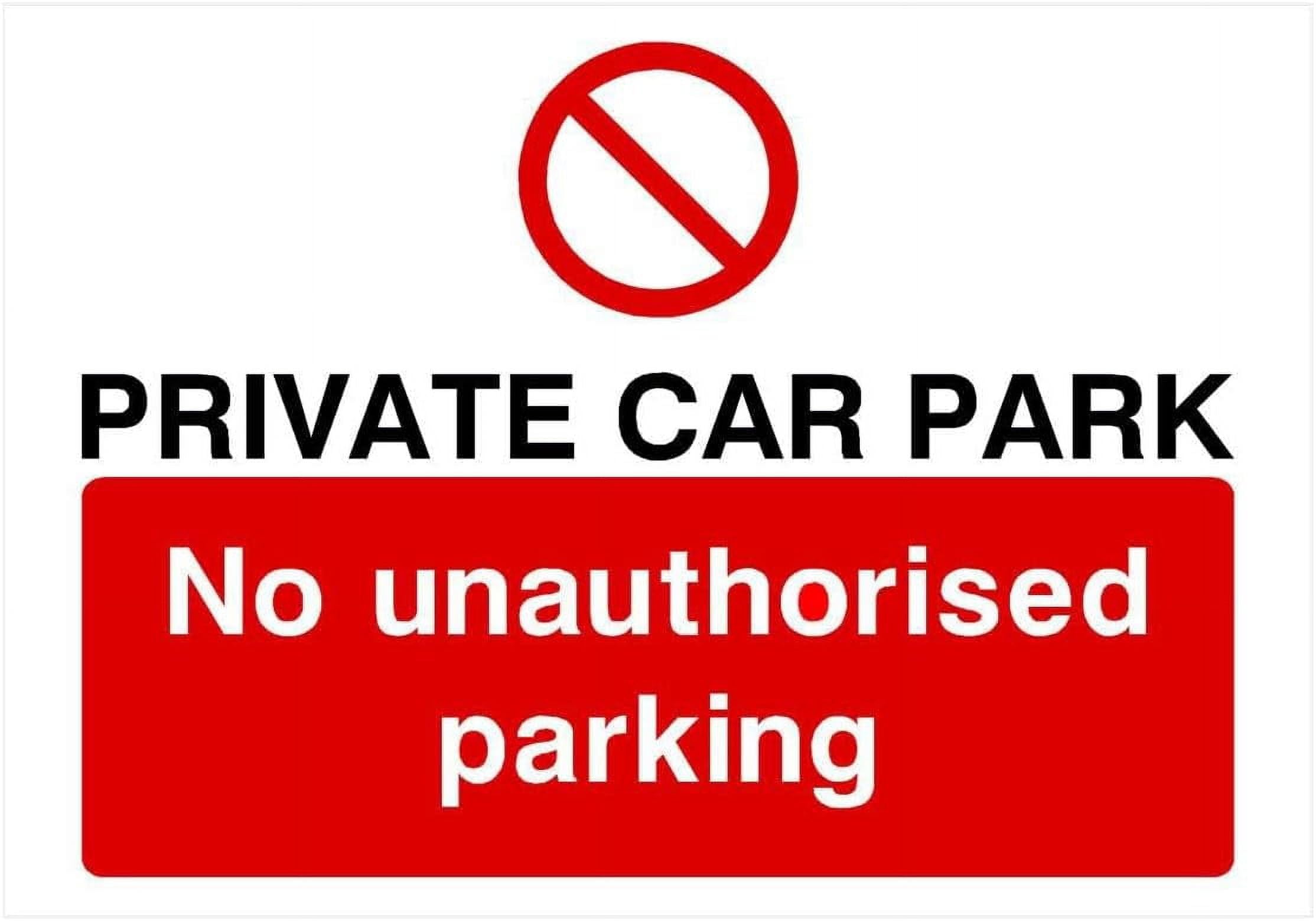 (2-Pack) Metal Tin Sign Private Car Park No Unauthorised Parking Sign - 8x12 Inch - Caution Safety Warning Security Indoor & Outdoor Home Office Work