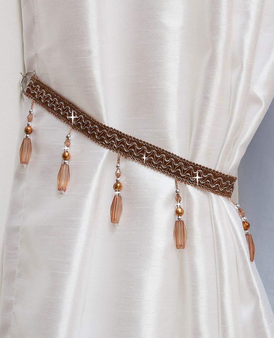 John Aird PAIR (x2) Crystal Beaded Curtain Tie Back (Mocha) โ image 1