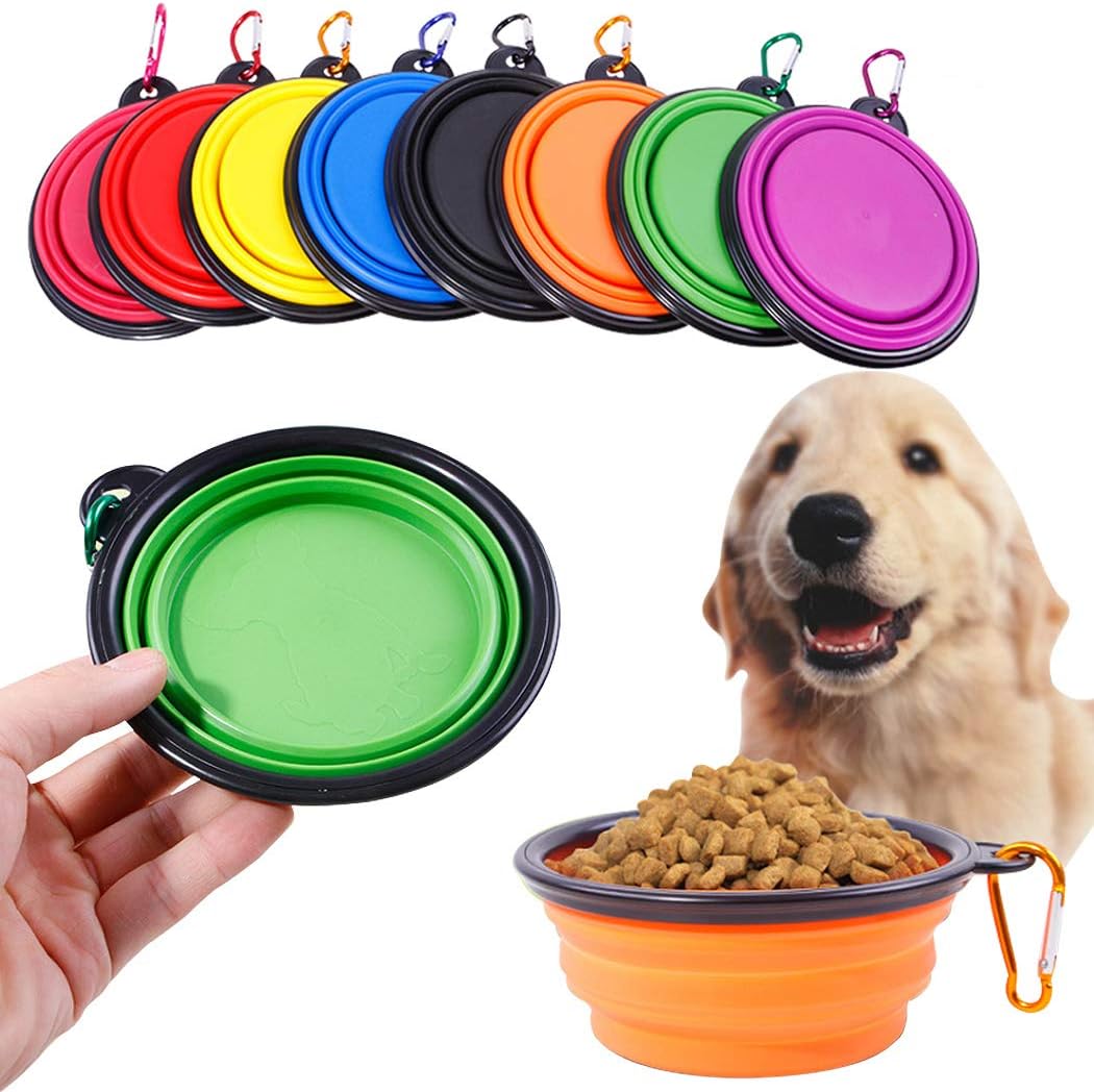 Ranvi 4 Piece Silicone Collapsible Dog Bowl, BPA-free and Dishwasher Safe, Portable and Foldable Travel Bowl