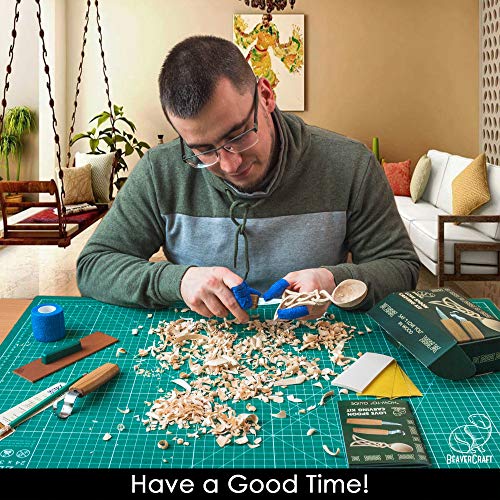 beavercraft wood spoon carving kit for beginners diy04 - whittling set includes spoon carving tools sloyd whittling knife hook knife basswood blank - woodworking hobby kit for adults amp kids