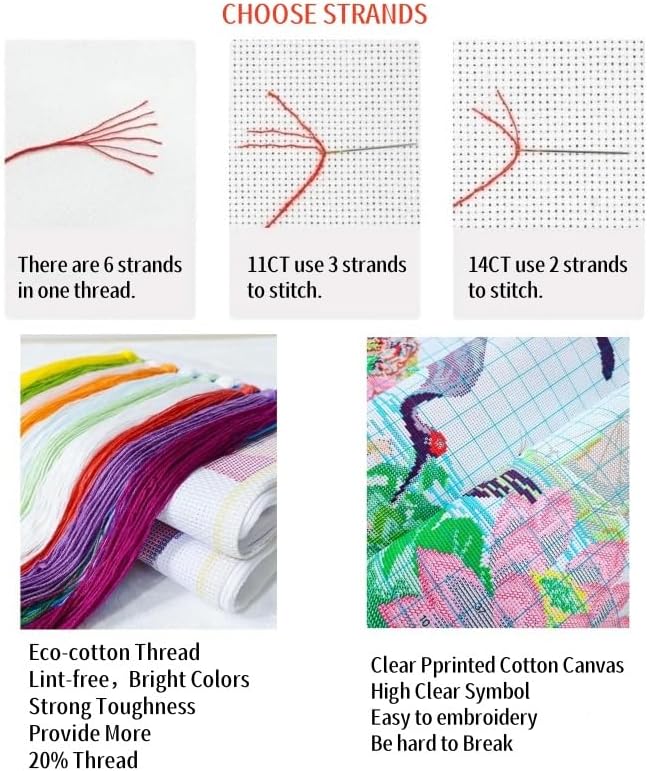 Embroidered Pillow Cases, Animal Cat 11CT Cross Stitch Cushion Cover Embroidery Pillowcases Stamped Cross Stitch Pillow Kits Embroidery Kit Pillow Cases 18x18inch