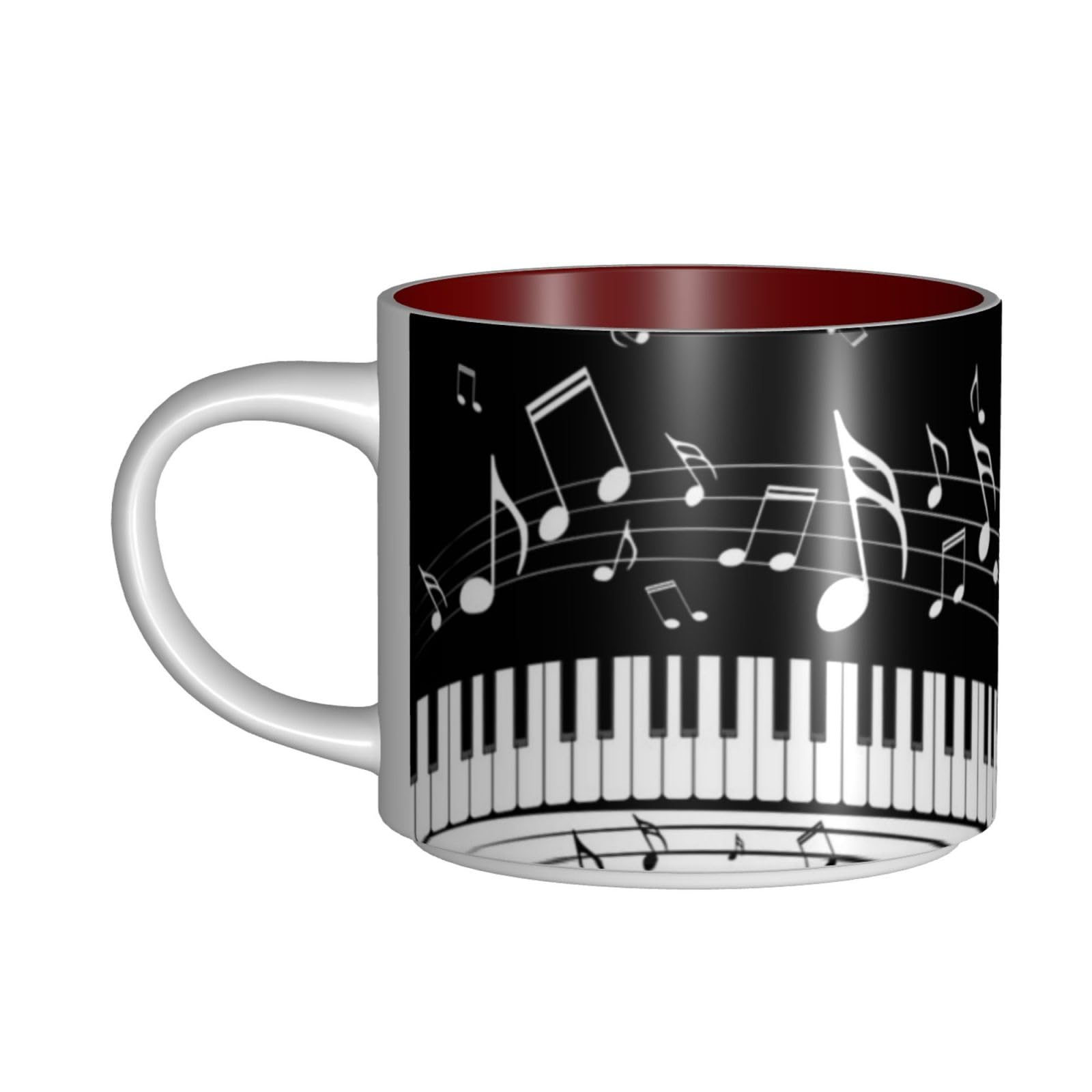 Tazza da caffè in ceramica con stampa note musicali bianche e nere
