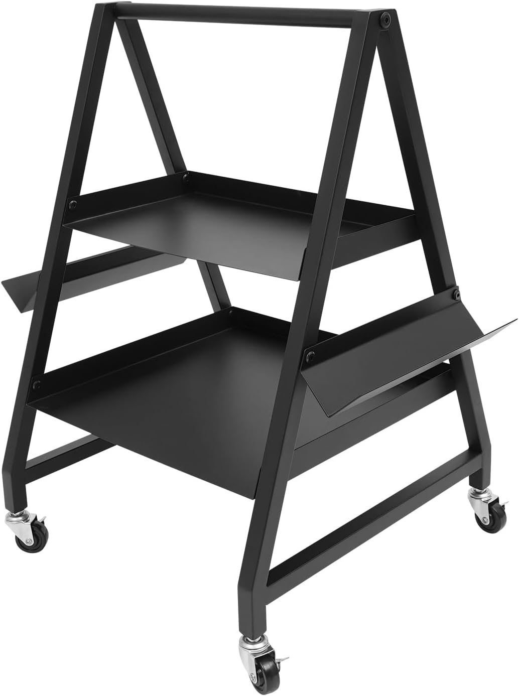 Tool Cart, Heavy Duty Rolling Cart, Iron Storage Rack, Lockable Wheels Stable Frame, Rust Resistant Durable Organizer, Workshop Stable Garage Farm, 2 Tier 16.2x16.7x24.4in
