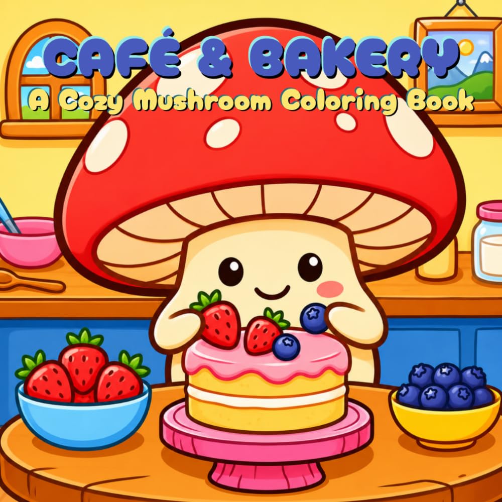 Cozy Mushroom Coloring Book: Cozy Café & Bakery Scenes for Relaxation, Stress Relief, and Creative Coloring Fun for Kids & Adults (Cozy Mushroom & Friends Collection)