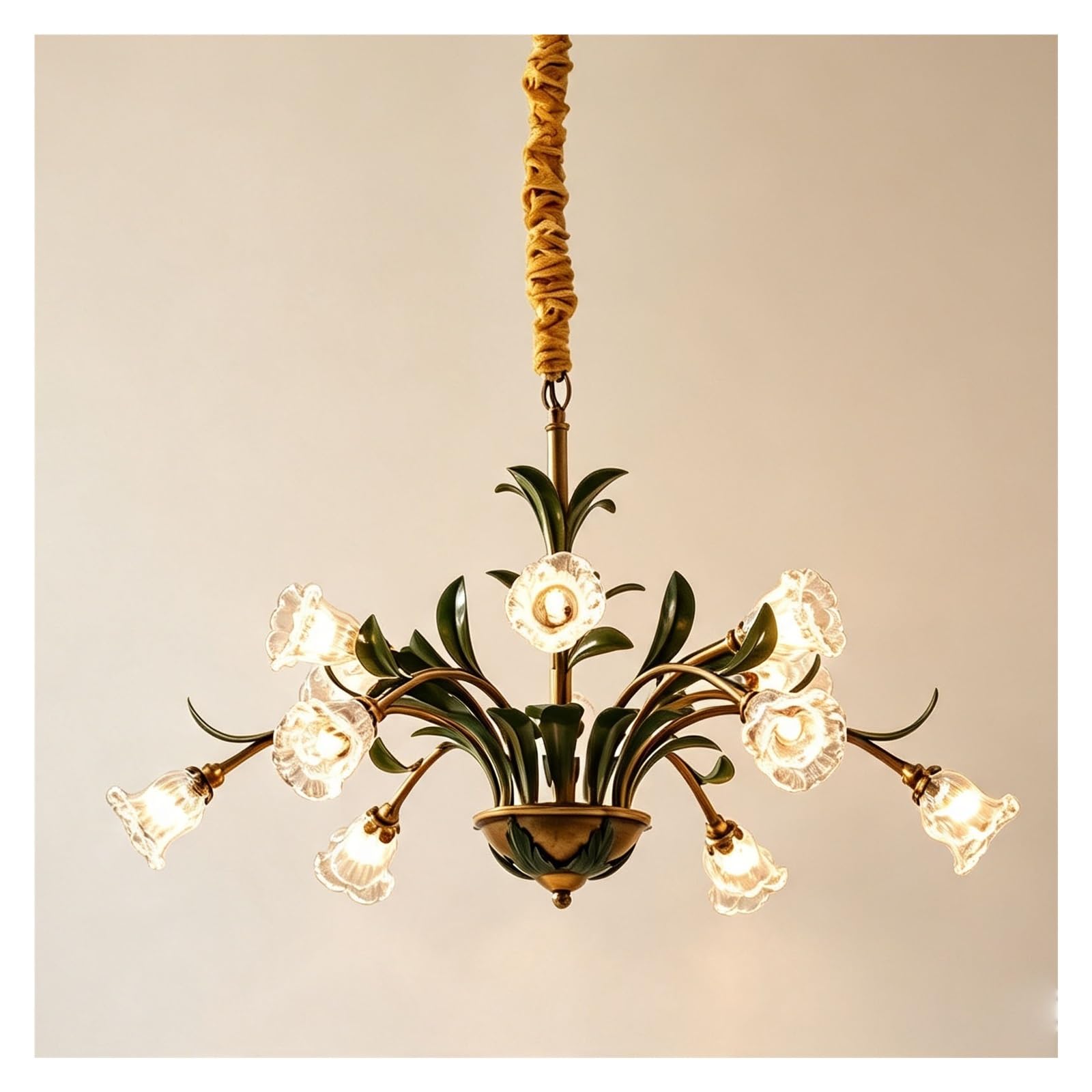 LUOYAOB Botanical Hanging Lamp Leaf Ceiling Fixture Glass Shade Light