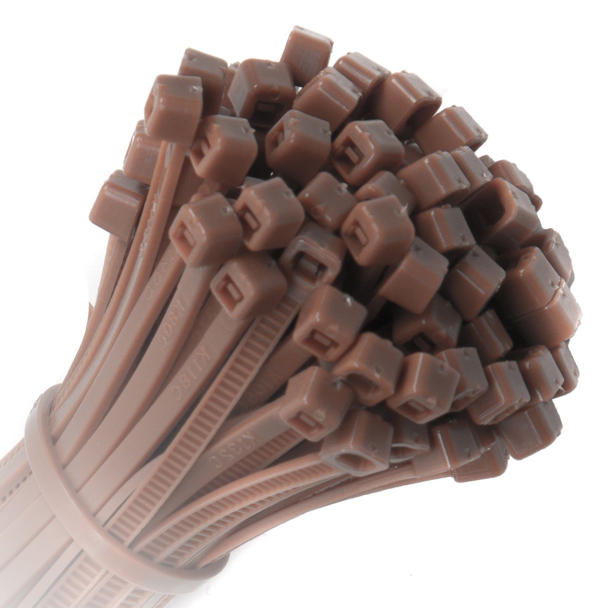 Set of 100x Strong Cable Ties (140mm x 3.6mm, Brown)